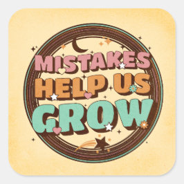 Retro-Fehler helfen uns zu wachsen Quadratischer Aufkleber