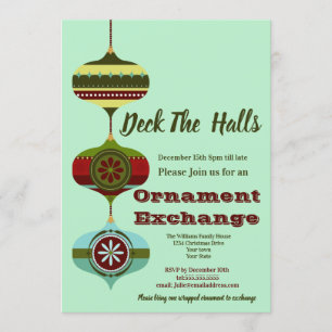 Retro-Feiertag Weihnachtsbaumschmuck-Tauschparty Einladung