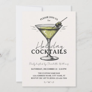 Retro-Feiertags-Cocktails Getränke Weihnachtsfeier Einladung
