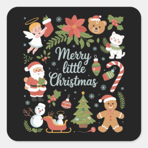 Retro-Feiertags-Vintage-Frohe-Weihnachten Quadratischer Aufkleber