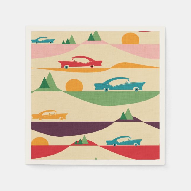 Retro-Feiertagsbeige Serviette (Vorderseite)