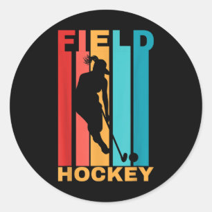 Retro-Feldhockey Frauen Runder Aufkleber