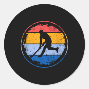 Retro-Feldhockeyspieler Teenager-Jungen Hockey  Runder Aufkleber