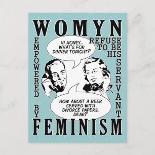 Retro-feministische Humor-Postkarten Postkarte