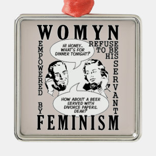 Retro-feministischer Humor-Schmuck Silbernes Ornament