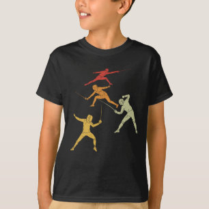 Retro-Fencer Vintager Zaun-Schwert der alten Schul T-Shirt