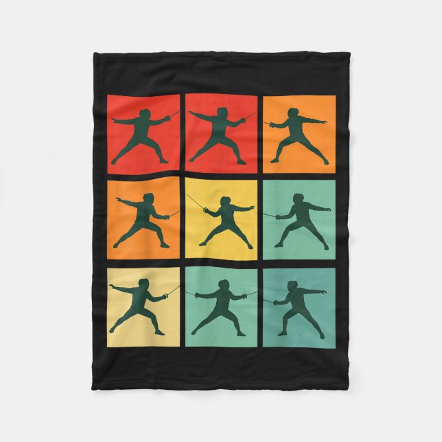 Retro Fencing For Christmas Srty Fencer Athlete  Fleecedecke (Vorderseite)