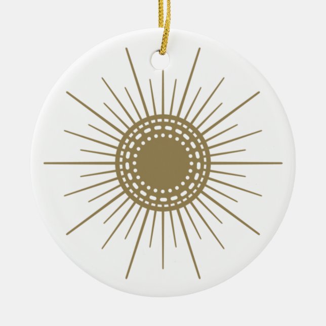 Retro Fennel Sunburst Keramik Circle Ornament (Vorne)