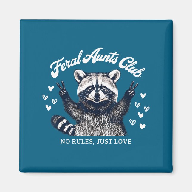 Retro Feral Aunts Club Raccoon Auntie Pregnancy An Magnet (Vorne)