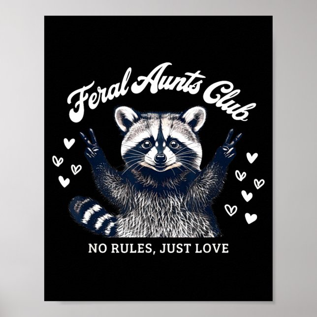 Retro Feral Aunts Club Raccoon Auntie Pregnancy An Poster (Vorne)