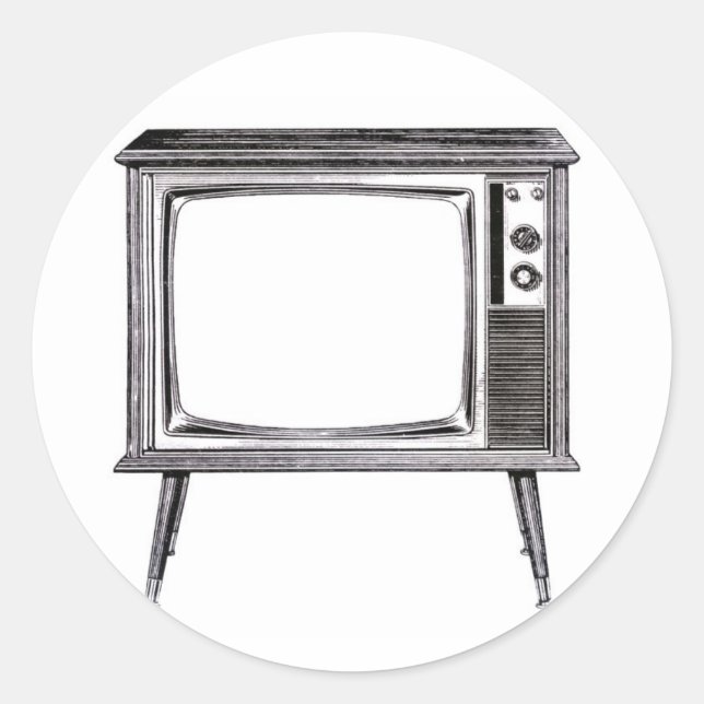 Retro-Fernsehaufkleber Runder Aufkleber (Vorderseite)
