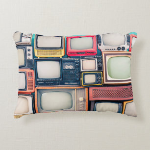 Retro-Fernsehempfänger-Set aus den circa 60er, 70e Dekokissen