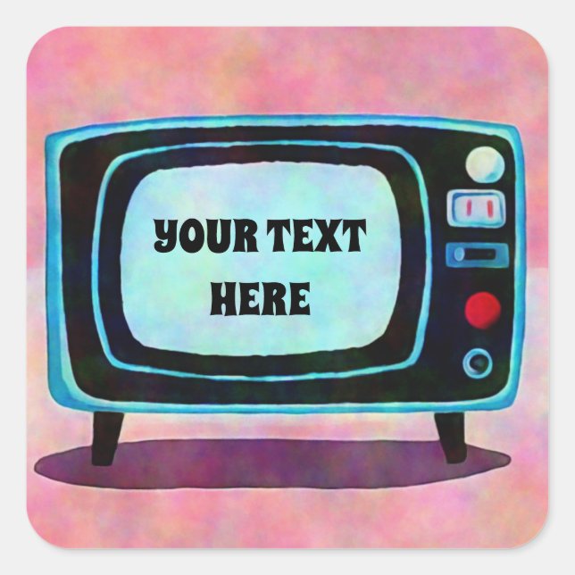 Retro-Fernsehen Quadratischer Aufkleber (Vorderseite)