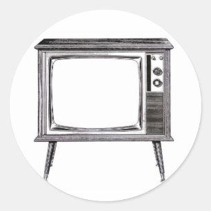 Retro-Fernseher-Aufkleber Runder Aufkleber
