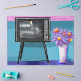 Retro-Fernseher Mitte des Jahrhunderts Dekoupage Seidenpapier