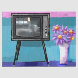 Retro-Fernseher Mitte des Jahrhunderts Dekoupage Seidenpapier