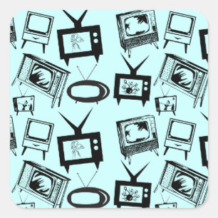 Retro-Fernseher Quadratischer Aufkleber