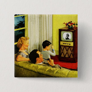 Retro Fernsehfamilien-Knopf Button