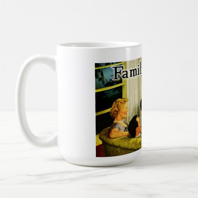 Retro Fernsehfamilien-Tasse (Familien-Abbinden) Tasse (Links)