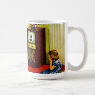 Retro Fernsehfamilien-trinkende Tasse