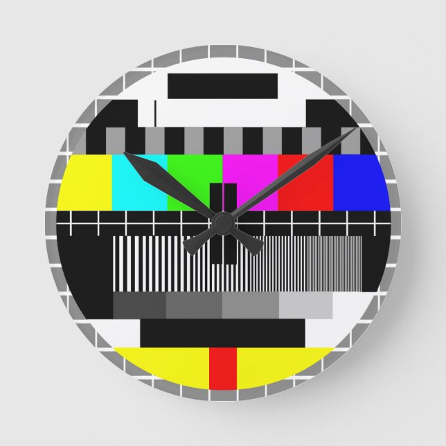 Retro Fernsehfernsehtest-Schirm-Wanduhr Runde Wanduhr (Vorderseite)