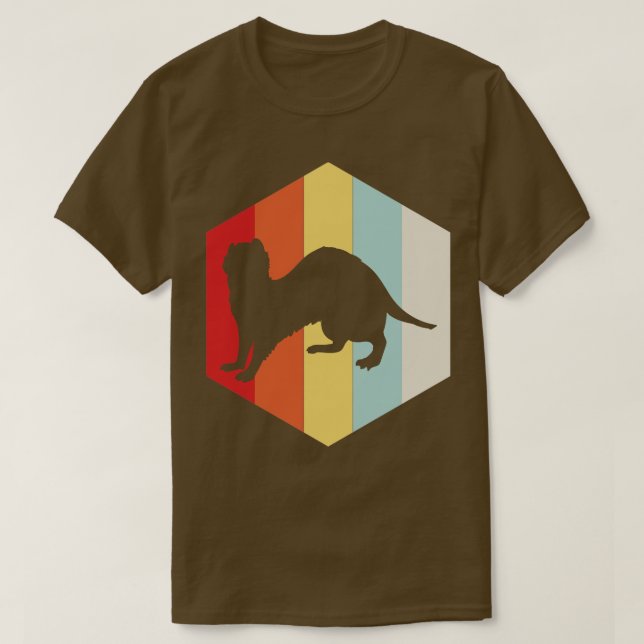 Retro Ferret-Silhouette T-Shirt (Design vorne)