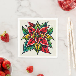 Retro Festivals Pop Flora Art Poinsettia Entdeckun Serviette