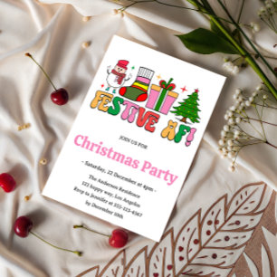 Retro Festive AF Funny Christmas Party Einladung