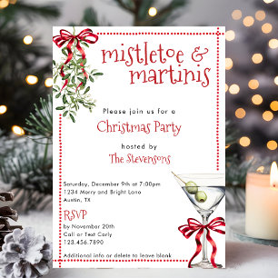 Retro Festive Mistletoe & Martinis Weihnachtsfeier Einladung