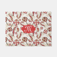 Retro Festive Niedlich Red Candy Cane Muster Monog