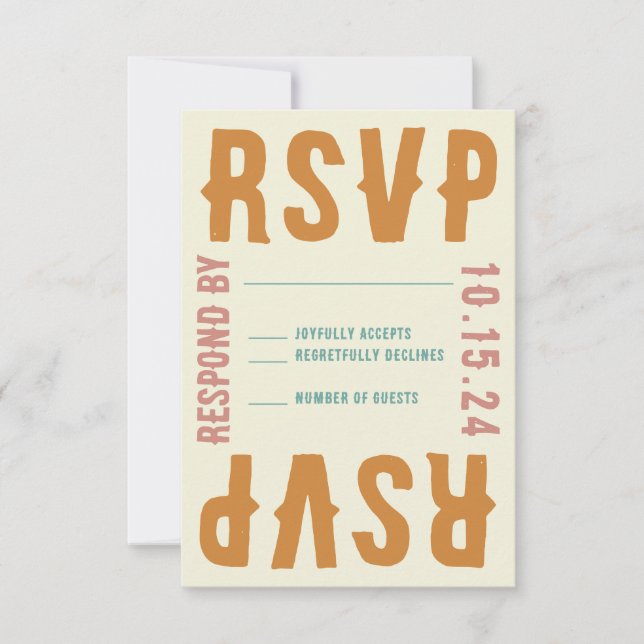 Retro Fett Bright Typografy UAWG Response Card RSVP Karte (Vorderseite)