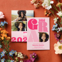 Retro fett übergroß Grad 4 Foto 2023 Abschluss