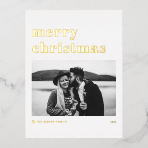 Retro-Fette-Typografie Frohe Weihnachten Foto Folien Feiertagspostkarte
