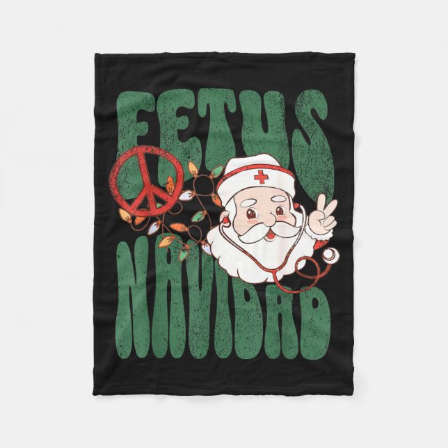 Retro Fetus Navidad Santa Claus Christmas Obgyn Nu Fleecedecke (Vorderseite)