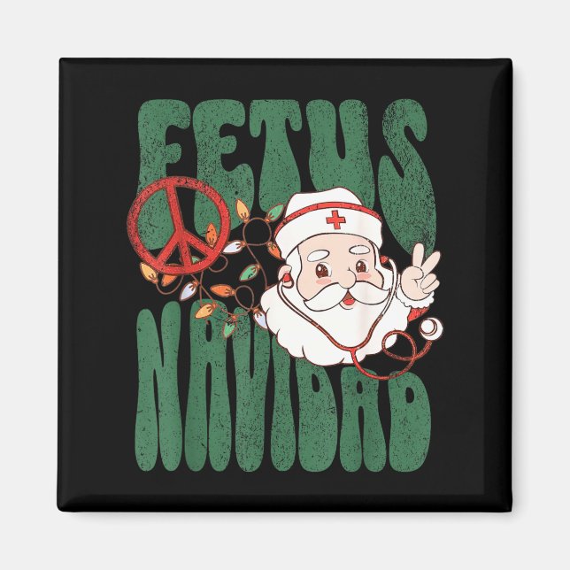 Retro Fetus Navidad Santa Claus Christmas Obgyn Nu Magnet (Vorne)