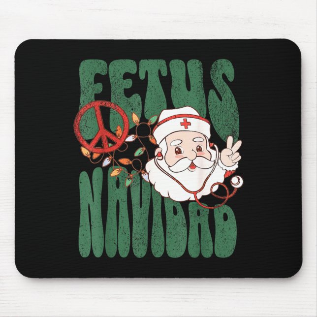 Retro Fetus Navidad Santa Claus Christmas Obgyn Nu Mousepad (Vorne)