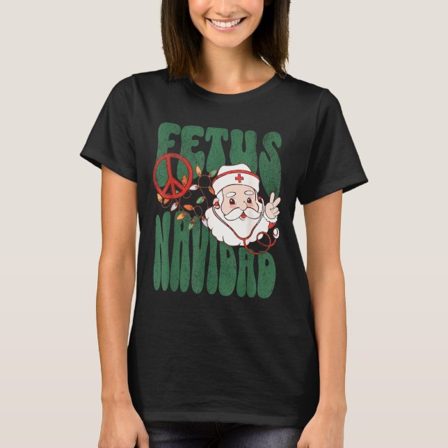 Retro Fetus Navidad Santa Claus Christmas Obgyn Nu T-Shirt (Vorderseite)