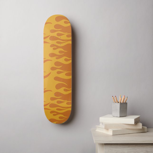 Retro Feuer Flammen Burnt Orange 60er 70er Skateboard (Wandkunst)