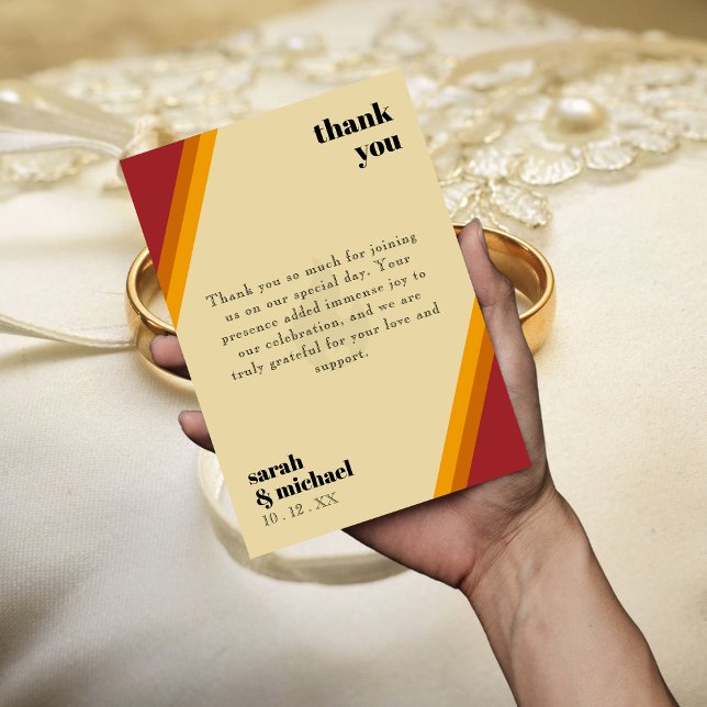 Retro-Feuerherz gestreift die perfekte Match-Hochz Dankeskarte (Retro Fire Heart Striped The Perfect Match Wedding Thank You Card
)