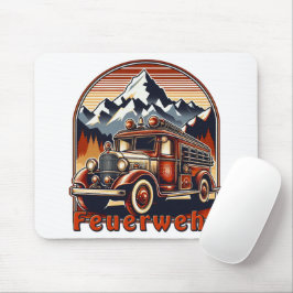 Retro-Feuerwehrauto & Berg Mousepad