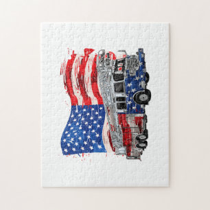 Retro-Feuerwehrmann Feuerwehrmann USA Flag 4. Puzzle
