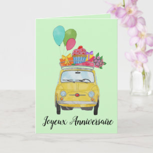 Retro Fiat 500 Card zum Geburtstag Karte