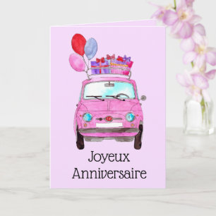 Retro Fiat 500 Card zum Geburtstag Karte