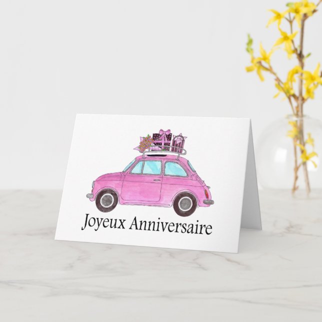 Retro Fiat 500 Karte (Gelbe Blume)