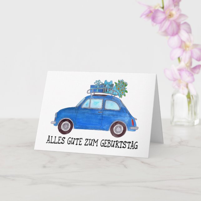 Retro Fiat 500 Karte (Orchidee)