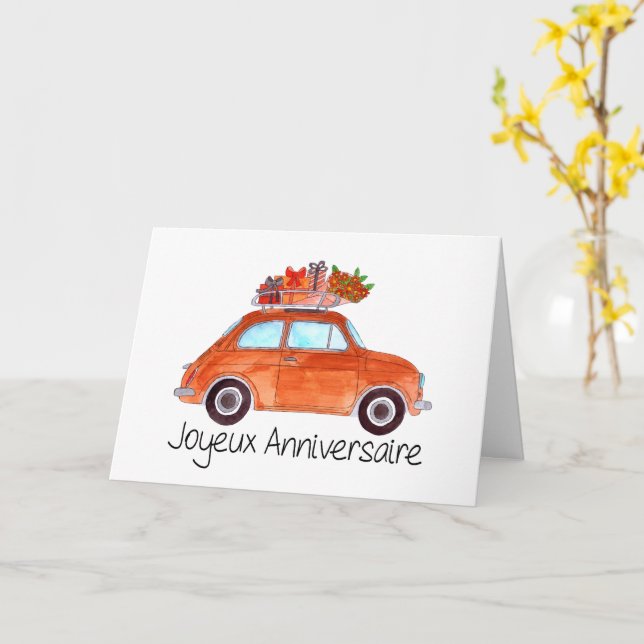 Retro Fiat 500 Karte (Gelbe Blume)