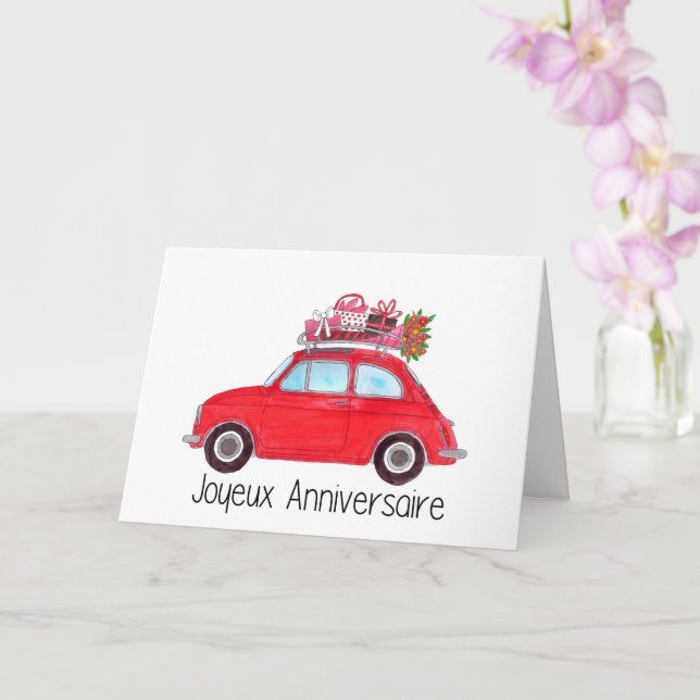 Retro Fiat 500 Karte (Orchidee)