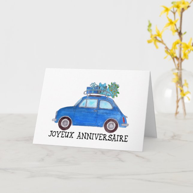 Retro Fiat 500 Karte (Gelbe Blume)