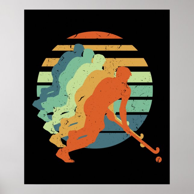 Retro Field Hockey Game Player, Field Hockey Sport Poster (Vorne)