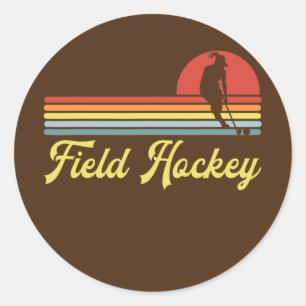 Retro Field Hockey Women  Runder Aufkleber